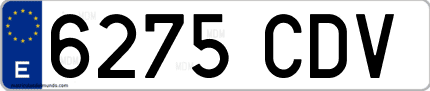 Ejemplo de matrícula de coche ordinaria 6275 CDV