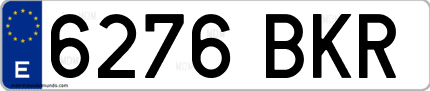 Ejemplo de matrícula de coche ordinaria 6276 BKR