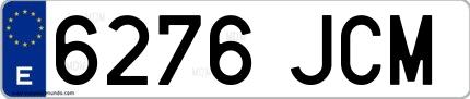 Ejemplo de matrícula española 6276 JCM