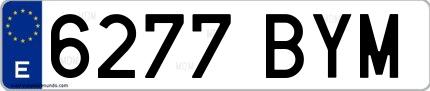 Ejemplo de matrícula española 6277 BYM