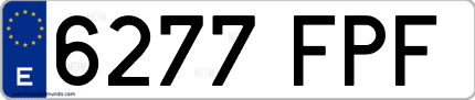Ejemplo de matrícula de coche ordinaria 6277 FPF