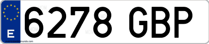 Ejemplo de matrícula de coche ordinaria 6278 GBP