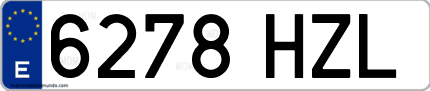 Ejemplo de matrícula de coche ordinaria 6278 HZL