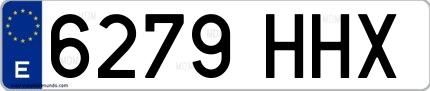 Ejemplo de matrícula española 6279 HHX