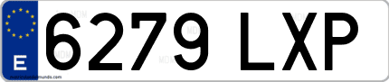 Ejemplo de matrícula de coche ordinaria 6279 LXP