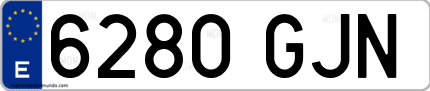 Ejemplo de matrícula de coche ordinaria 6280 GJN