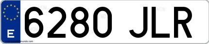 Ejemplo de matrícula española 6280 JLR