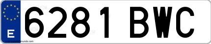 Ejemplo de matrícula española 6281 BWC