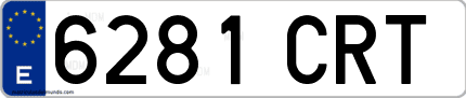 Ejemplo de matrícula de coche ordinaria 6281 CRT