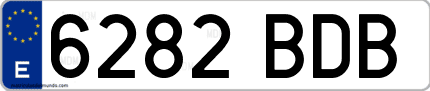 Ejemplo de matrícula de coche ordinaria 6282 BDB
