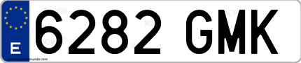 Ejemplo de matrícula de coche ordinaria 6282 GMK