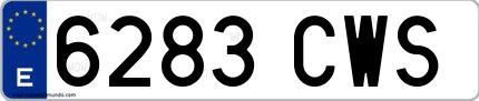Ejemplo de matrícula española 6283 CWS