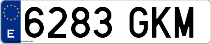 Ejemplo de matrícula de coche ordinaria 6283 GKM