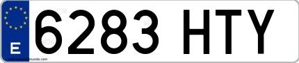 Ejemplo de matrícula española 6283 HTY