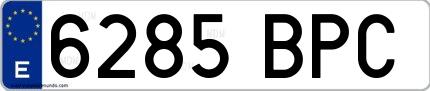 Ejemplo de matrícula española 6285 BPC