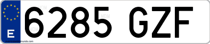 Ejemplo de matrícula de coche ordinaria 6285 GZF