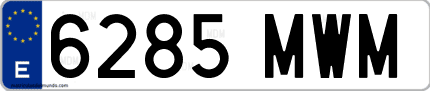 Ejemplo de matrícula de coche ordinaria 6285 MWM