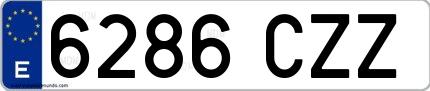 Ejemplo de matrícula de coche ordinaria 6286 CZZ