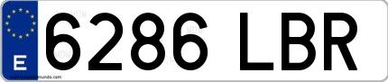 Ejemplo de matrícula española 6286 LBR