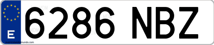 Ejemplo de matrícula de coche ordinaria 6286 NBZ