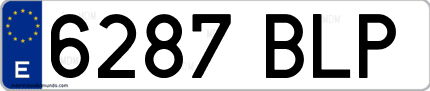 Ejemplo de matrícula de coche ordinaria 6287 BLP