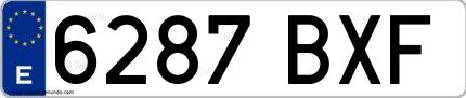 Ejemplo de matrícula española 6287 BXF