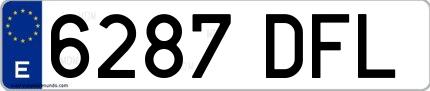 Ejemplo de matrícula española 6287 DFL