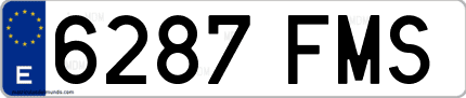 Ejemplo de matrícula de coche ordinaria 6287 FMS