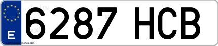 Ejemplo de matrícula española 6287 HCB