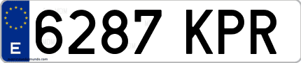 Ejemplo de matrícula de coche ordinaria 6287 KPR