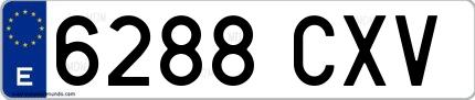Ejemplo de matrícula española 6288 CXV