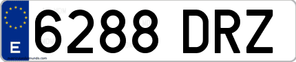 Ejemplo de matrícula de coche ordinaria 6288 DRZ