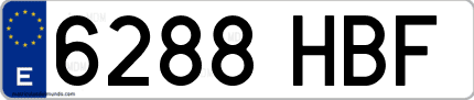 Ejemplo de matrícula de coche ordinaria 6288 HBF