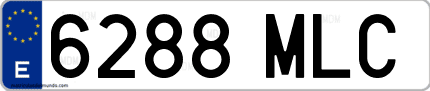 Ejemplo de matrícula de coche ordinaria 6288 MLC