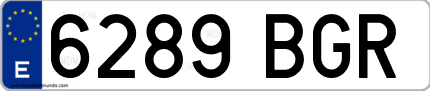 Ejemplo de matrícula de coche ordinaria 6289 BGR