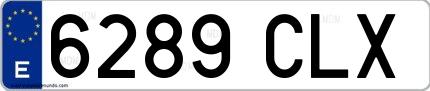Ejemplo de matrícula española 6289 CLX