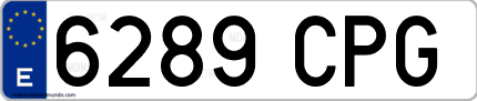 Ejemplo de matrícula de coche ordinaria 6289 CPG