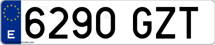Ejemplo de matrícula de coche ordinaria 6290 GZT