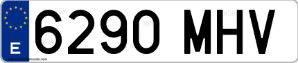Ejemplo de matrícula de coche ordinaria 6290 MHV