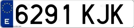 Ejemplo de matrícula española 6291 KJK