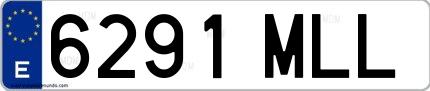 Ejemplo de matrícula española 6291 MLL