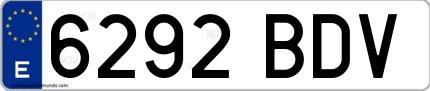 Ejemplo de matrícula española 6292 BDV