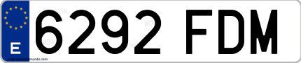 Ejemplo de matrícula de coche ordinaria 6292 FDM