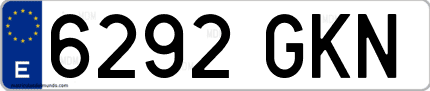 Ejemplo de matrícula de coche ordinaria 6292 GKN