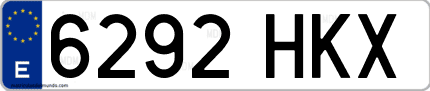 Ejemplo de matrícula de coche ordinaria 6292 HKX
