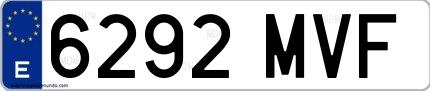 Ejemplo de matrícula española 6292 MVF