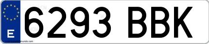 Ejemplo de matrícula española 6293 BBK