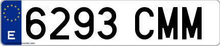 Ejemplo de matrícula de coche ordinaria 6293 CMM
