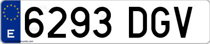 Ejemplo de matrícula de coche ordinaria 6293 DGV