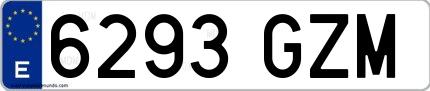 Ejemplo de matrícula española 6293 GZM